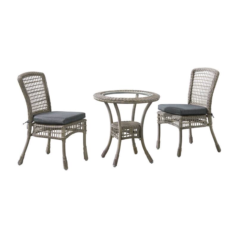 Carolina AllWeather Wicker 3Piece Dining Set with 30" Diameter Bistro